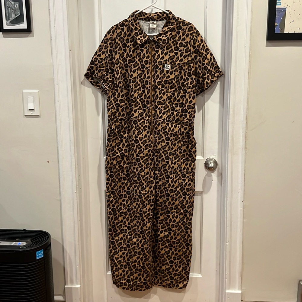 Lucy and yak leopard print cotton ragan jumpsuit